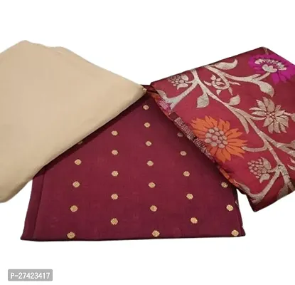 Womens Jacquard Maroon Banarasi Silk Woven Salwar Suit (Dress) Material With Dupatta.(TB_MINA_N))-thumb3