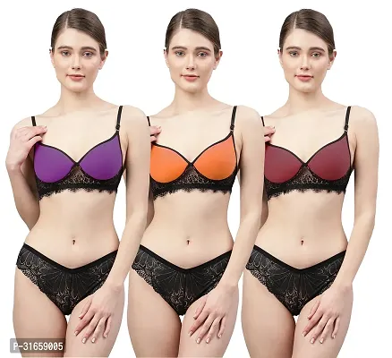 Stylish Bra and Panty for Women Pack of 3-thumb0