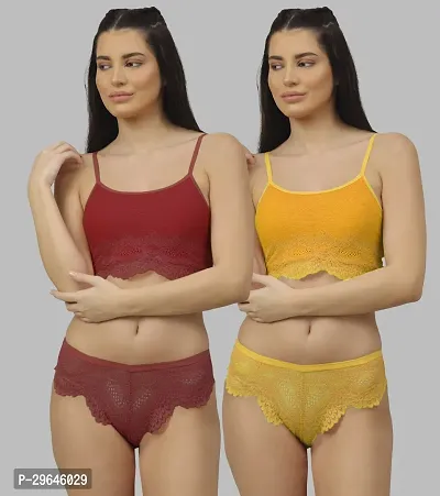 Classy Cotton Solid Lingerie Set For Women Pack of 2-thumb0