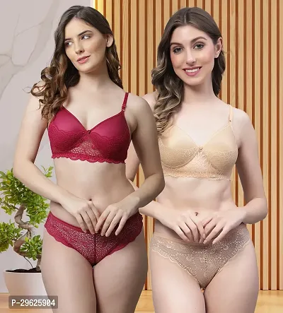 Classy Cotton Solid Lingerie Set For Women Pack of 2-thumb0