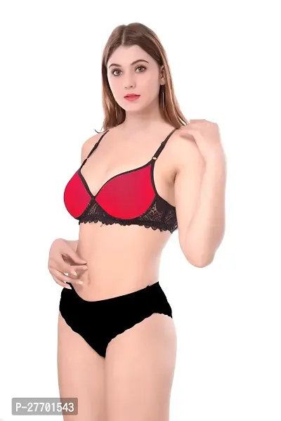 Women Cotton Bra Panty Set for Lingerie Set Pack of 1  Color : Red-thumb3