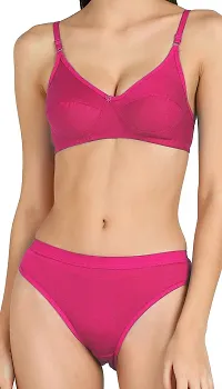 Women Cotton Bra Panty Set for Lingerie Set Pack of 1  Color : Pink-thumb4