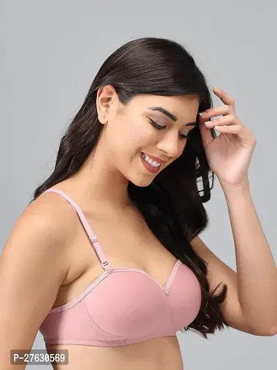 Stylish Pink Cotton Solid Bras For Women-thumb2