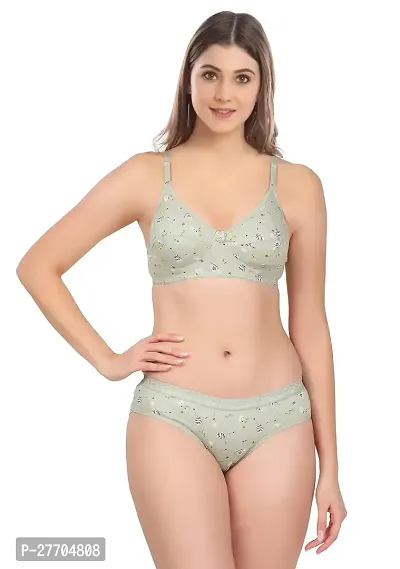 Women Cotton Bra Panty Set for Lingerie Set Pack of 2  Color : Grey,Green-thumb5