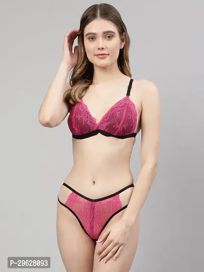 Classy Cotton Solid Lingerie Set For Women-thumb0