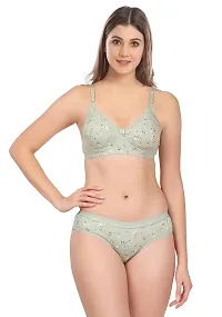 Women Cotton Bra Panty Set for Lingerie Set Pack of 2  Color : Grey,Green-thumb4