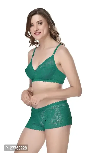 Women Net Bra Panty Set for Lingerie Set Pack of 2  Color : Green,Maroon-thumb3