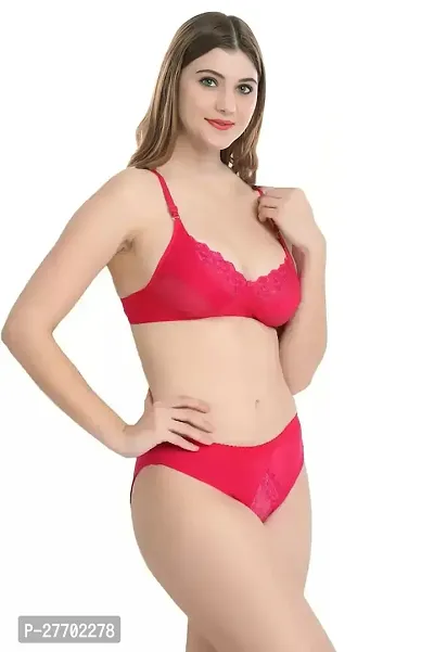 Women Cotton Bra Panty Set for Lingerie Set Pack of 1  Color : Red-thumb2