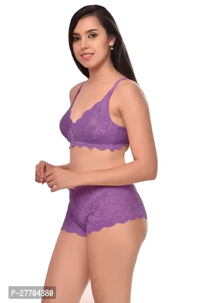 Women Net Bra Panty Set for Lingerie Set Pack of 2  Color : Purple,Maroon-thumb4