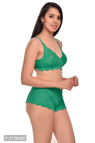 Women Net Bra Panty Set for Lingerie Set Pack of 2  Color : Green,Purple-thumb3