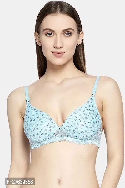 Stylish Blue Cotton Solid Bras For Women-thumb0