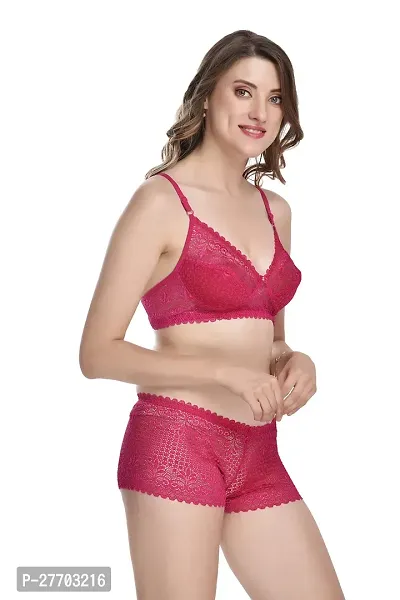 Women Net Bra Panty Set for Lingerie Set Pack of 2  Color : Pink,Blue-thumb2