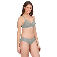 Women Cotton Bra Panty Set for Lingerie Set Pack of 2  Color : Grey,Green-thumb2