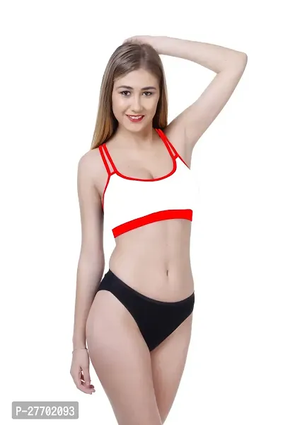 Women Cotton Bra Panty Set for Lingerie Set Pack of 1  Color : Red-thumb2