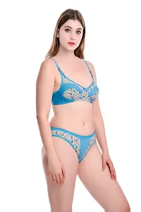 Women Cotton Bra Panty Set for Lingerie Set Pack of 1  Color : Blue-thumb1