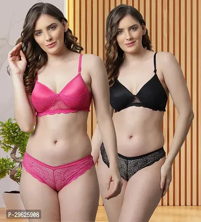 Classy Cotton Solid Lingerie Set For Women Pack of 2-thumb0