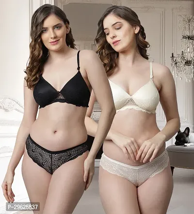 Classy Cotton Solid Lingerie Set For Women Pack of 2-thumb0