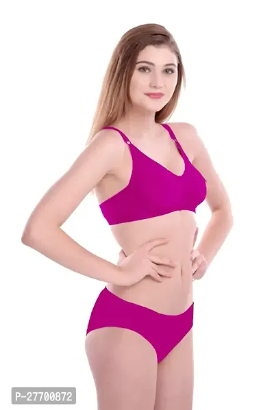 Women Cotton Bra Panty Set for Lingerie Set Pack of 2  Color : Pink,Black-thumb3