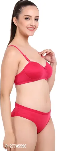 Women Cotton Bra Panty Set for Lingerie Set Pack of 1  Color : Red-thumb2