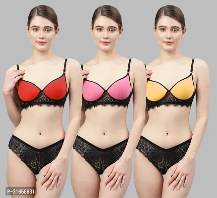 Stylish Bra and Panty for Women Pack of 3-thumb0