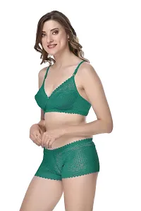 Women Cotton Bra Panty Set for Lingerie Set Pack of 3  Color : Green,Black,Blue-thumb2