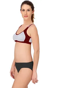 Women Cotton Bra Panty Set for Lingerie Set Pack of 2  Color : Maroon,Pink-thumb2