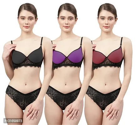 Stylish Bra and Panty for Women Pack of 3-thumb0