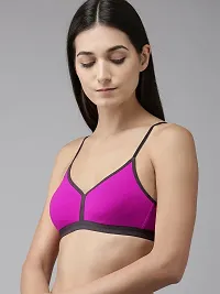 Stylish Pink Cotton Solid Bras For Women-thumb2