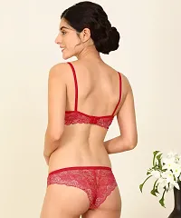 Women Cotton Bra Panty Set for Lingerie Set Pack of 1  Color : Red-thumb3