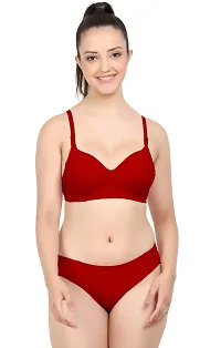 Women Cotton Bra Panty Set for Lingerie Set Pack of 2  Color : Blue,Red-thumb3