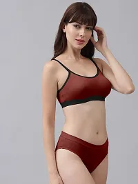 Stylish Cotton Solid Bra and Panty Set for Women-thumb1