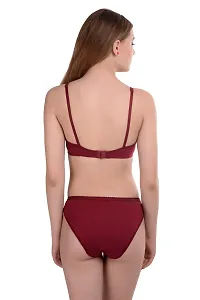 Women Cotton Bra Panty Set for Lingerie Set Pack of 1  Color : Maroon-thumb3