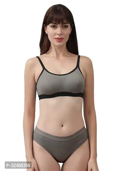 Stylish Cotton Solid Bra and Panty Set for Women-thumb0