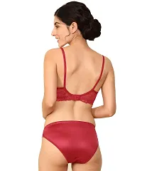 Women Cotton Bra Panty Set for Lingerie Set Pack of 2  Color : Maroon,Red-thumb3