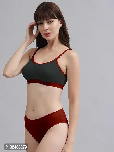 Stylish Cotton Solid Bra and Panty Set for Women-thumb3