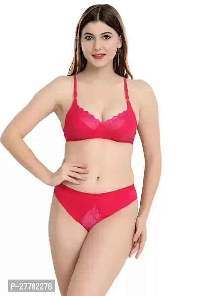 Women Cotton Bra Panty Set for Lingerie Set Pack of 1  Color : Red-thumb0