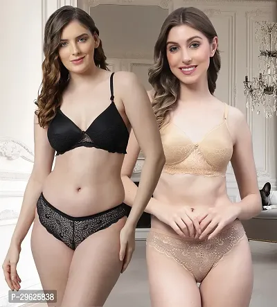 Classy Cotton Solid Lingerie Set For Women Pack of 2-thumb0