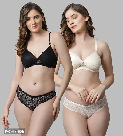 Classy Cotton Solid Lingerie Set For Women Pack of 2-thumb0