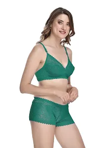 Women Net Bra Panty Set for Lingerie Set Pack of 2  Color : Green,Maroon-thumb1