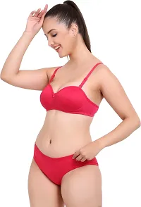 Women Cotton Bra Panty Set for Lingerie Set Pack of 1  Color : Red-thumb2