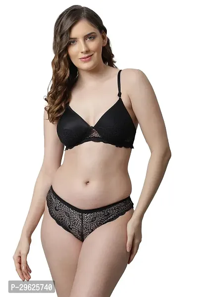 Classy Cotton Solid Lingerie Set For Women-thumb0