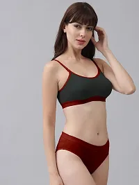 Stylish Cotton Solid Bra and Panty Set for Women-thumb1