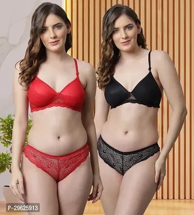 Classy Cotton Solid Lingerie Set For Women Pack of 2-thumb0