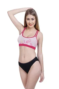 Women Cotton Bra Panty Set for Lingerie Set Pack of 1  Color : Pink-thumb2