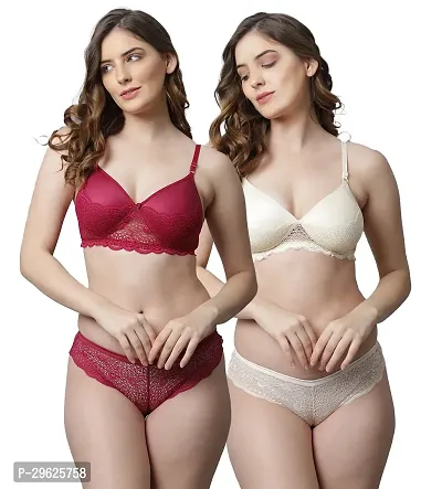 Classy Cotton Solid Lingerie Set For Women Pack of 2-thumb0