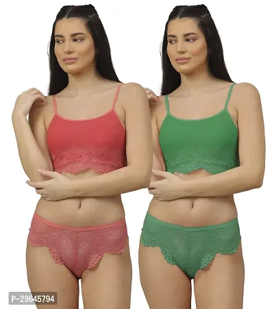 Classy Cotton Solid Lingerie Set For Women Pack of 2-thumb0