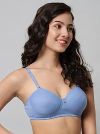 Stylish Light Blue Cotton Solid Bras For Women-thumb1