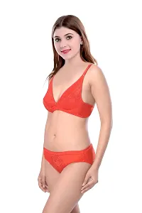 Women Cotton Bra Panty Set for Lingerie Set Pack of 2  Color : Orange,Pink-thumb1