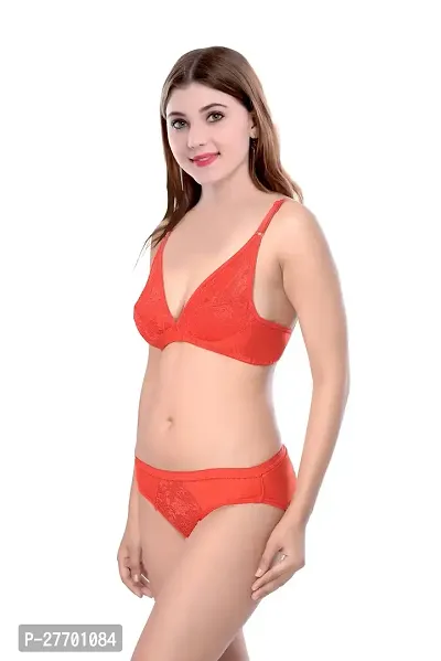 Women Cotton Bra Panty Set for Lingerie Set Pack of 2  Color : Orange,Pink-thumb2