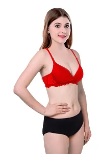 Women Cotton Bra Panty Set for Lingerie Set Pack of 1  Color : Red-thumb2